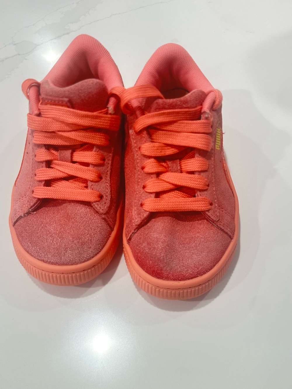 Puma Kids Coral-Orange Lace-Up Sneakers